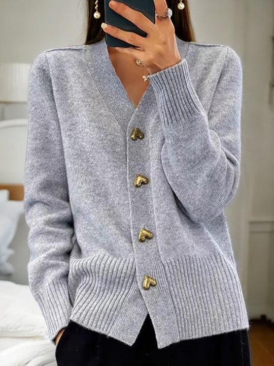 DVTL | Maria Heart-Button Knit Cardigan