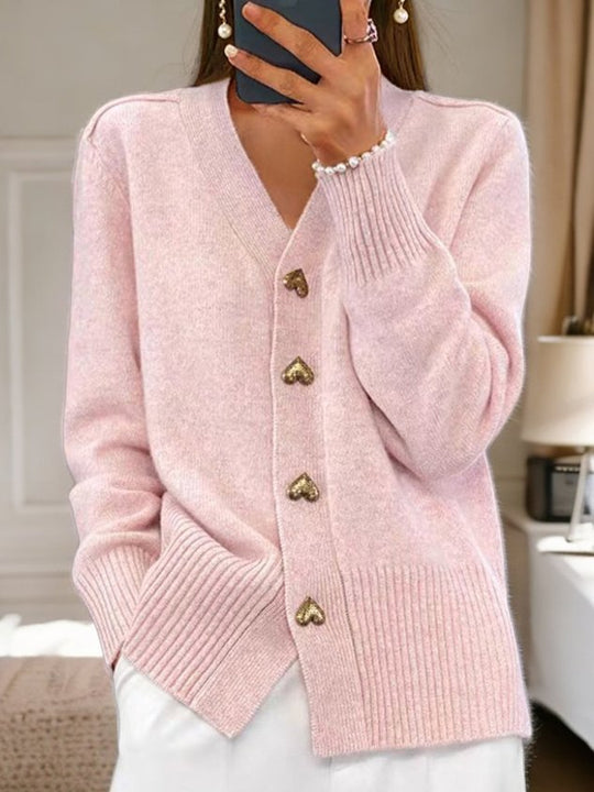 DVTL | Maria Heart-Button Knit Cardigan