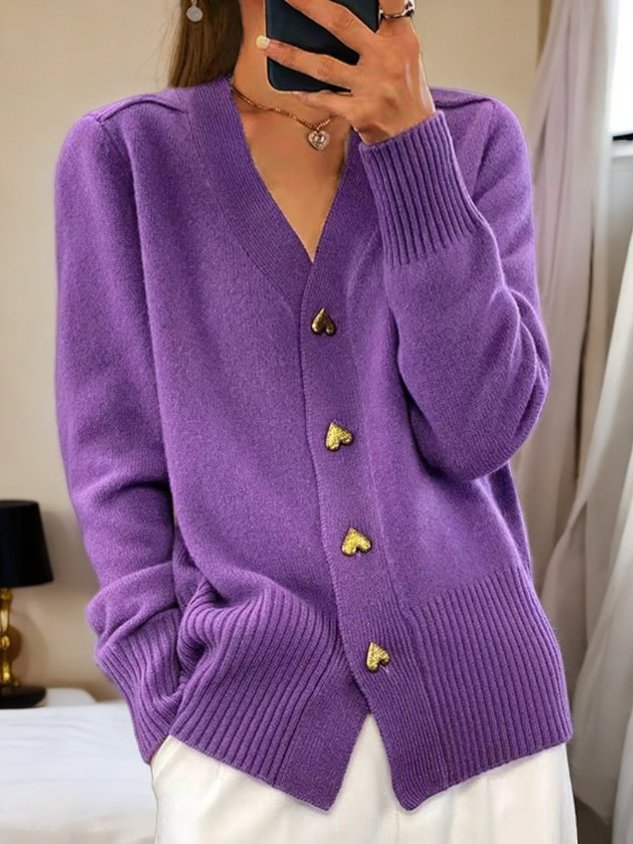 DVTL | Maria Heart-Button Knit Cardigan
