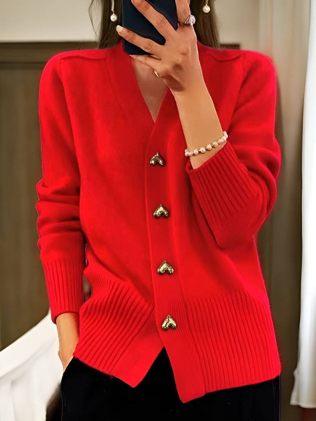DVTL | Maria Heart-Button Knit Cardigan